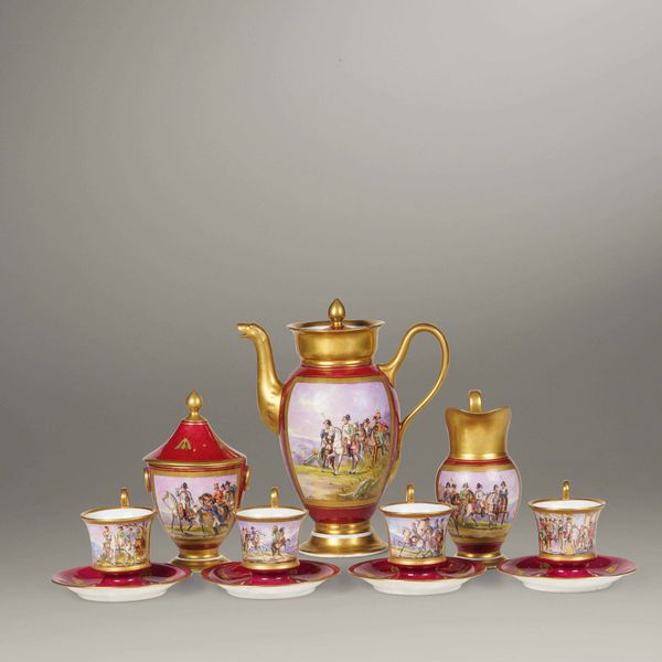 Servizio da caff con scene napoleoniche<BR>Parigi, Manifattura Le Tallec, circa met del XX secolo <BR>  - Asta L'art de la table - Associazione Nazionale - Case d'Asta italiane