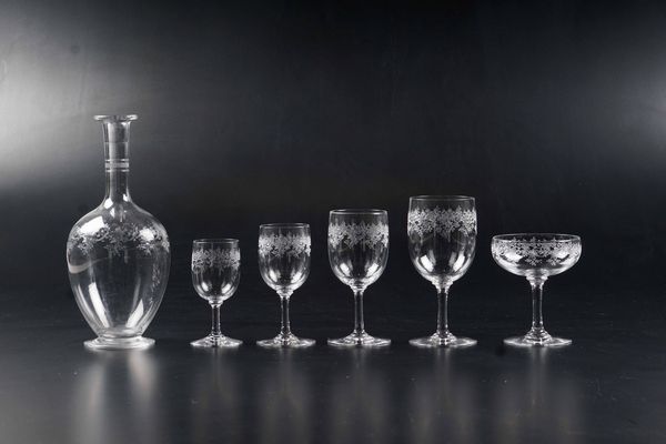 Servizio di calici �S�vign� <BR>Francia, Manifattura Baccarat, XX secolo<BR>  - Asta L'art de la table - Associazione Nazionale - Case d'Asta italiane