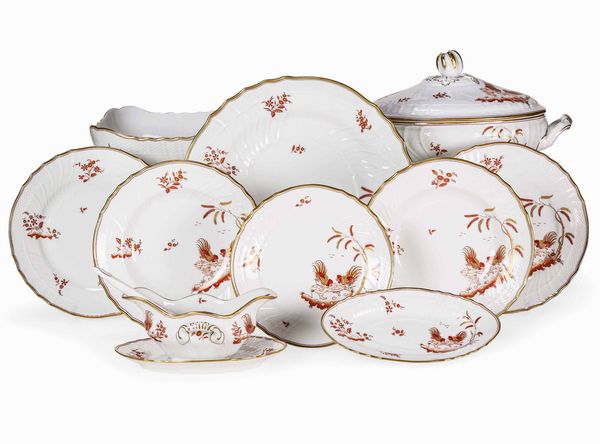 Servizio da tavola a galli rossi<BR>Doccia, Manifattura Richard Ginori, XX secolo<BR><BR>  - Asta L'art de la table - Associazione Nazionale - Case d'Asta italiane