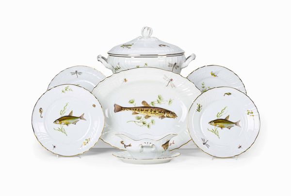 Servizio da pesce<BR>Doccia, Manifattura Richard Ginori, seconda met del XX secolo  - Asta L'art de la table - Associazione Nazionale - Case d'Asta italiane