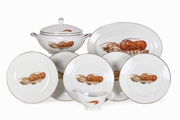 Servizio per aragosta<BR>Doccia, Manifattura Richard Ginori, seconda met del XX secolo  - Asta L'art de la table - Associazione Nazionale - Case d'Asta italiane