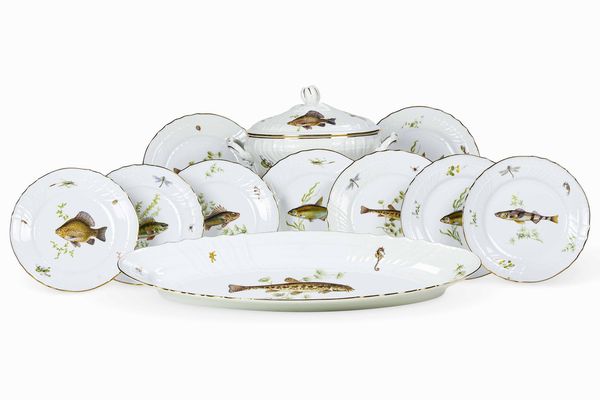 Servizio da pesce<BR>Doccia, Manifattura Richard Ginori, XX secolo<BR>  - Asta L'art de la table - Associazione Nazionale - Case d'Asta italiane