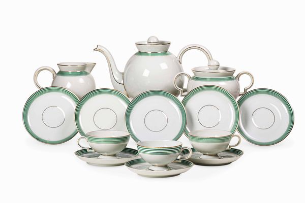 Servizio da t Barbara<BR>Bavaria, Manifattura Haviland, XX secolo<BR>Design di Gio Ponti, anni 30 del Novecento  - Asta L'art de la table - Associazione Nazionale - Case d'Asta italiane