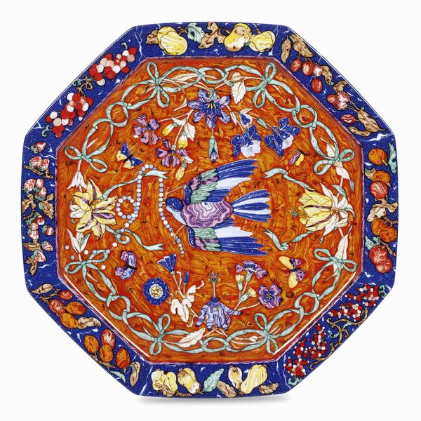 Vassoio da torta Herms Marqueterie de pierres dures d'Orient et dOccident<BR>Limoges, verso la fine del XX secolo<BR><BR>  - Asta L'art de la table - Associazione Nazionale - Case d'Asta italiane