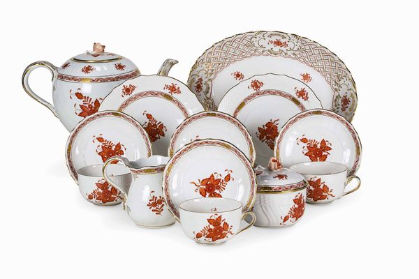 Servizio da t Apponyi Orange<BR>Ungheria, Manifattura Herend, XX secolo<BR>  - Asta L'art de la table - Associazione Nazionale - Case d'Asta italiane