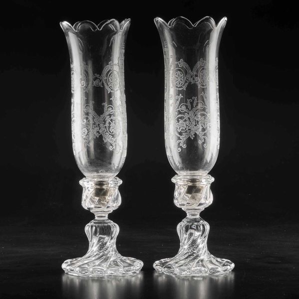 Coppia di candelieri “Bambou Tors”<BR>Francia, Manifattura di Baccarat, XX secolo<BR>  - Asta L'art de la table - Associazione Nazionale - Case d'Asta italiane