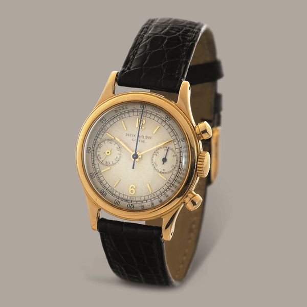 PATEK PHILIPPE - Rarissimo Tasti Tondi ref 1463 in oro giallo 18k con indici Index e numeri Arabi, due contatori quadrante Argent� Gren�.  - Asta Orologio da polso e da tasca  - Associazione Nazionale - Case d'Asta italiane