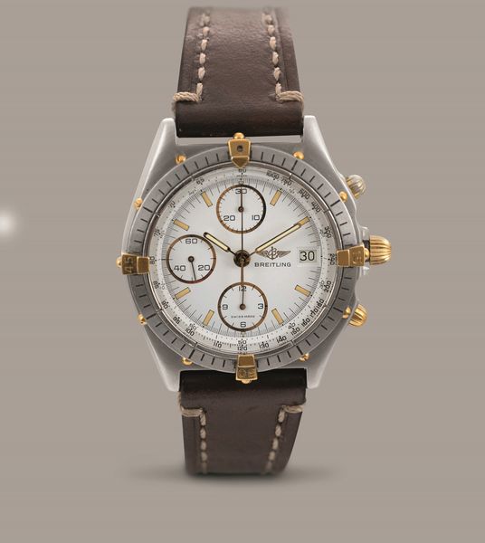 BREITLING - Chronomat acciaio e oro cronografo automatico tre contatori verticali, con ghiera girevole, quadrante bianco, movimento automatico  - Asta Orologio da polso e da tasca  - Associazione Nazionale - Case d'Asta italiane