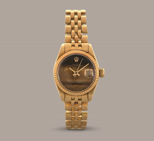 ROLEX - Oyster Perpetual Datejust Lady ref 6917 in oro giallo 18k, quadrante Occhio di Tigre, bracciale Jubilee,  - Asta Orologio da polso e da tasca  - Associazione Nazionale - Case d'Asta italiane