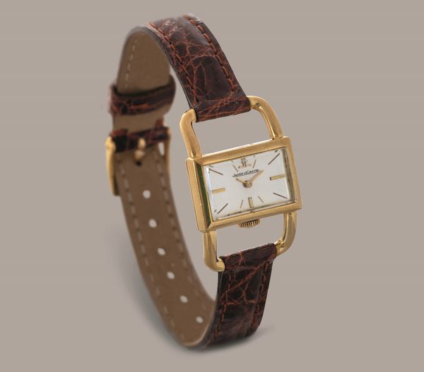 JAEGER LECOULTRE - Etrier in oro giallo 18k, quadrante argent� con indici applicati, carica manuale  - Asta Orologio da polso e da tasca  - Associazione Nazionale - Case d'Asta italiane