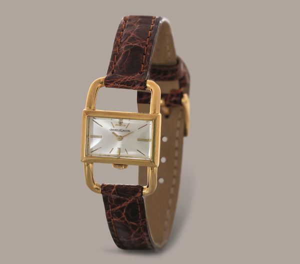 JAEGER LECOULTRE - Etrier in oro giallo 18k, quadrante argent� con indici applicati, carica manuale  - Asta Orologio da polso e da tasca  - Associazione Nazionale - Case d'Asta italiane