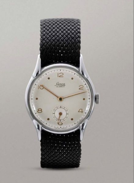 LANCO - Solo tempo con anse riportate, quadrante Argent con numeri Arabi e piccoli secondi  - Asta Orologio da polso e da tasca  - Associazione Nazionale - Case d'Asta italiane