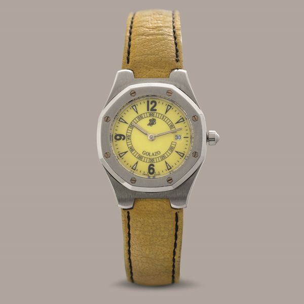 AUDEMARS PIGUET - Royal Oak Golazo Lady in acciaio, quadrante giallo personalizzato e incisione sulla carrure, movimento al quarzo  - Asta Orologio da polso e da tasca  - Associazione Nazionale - Case d'Asta italiane