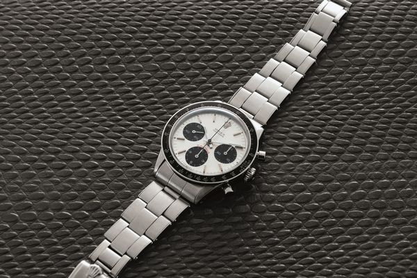 ROLEX - Daytona ref 6241 Cherry Logo carica manuale,in acciaio, quadrante Argent� contatori neri a contrasto, ghiera nera in bachelite e pulsanti a pompa  - Asta Orologio da polso e da tasca  - Associazione Nazionale - Case d'Asta italiane