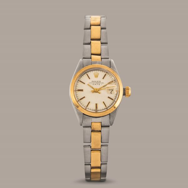 ROLEX - Oyster Perpetual Date ref 6916 acciaio e oro, quadrante Argent� con indici applicati e finestrella della data, movimento automatico e fondello a vite  - Asta Orologio da polso e da tasca  - Associazione Nazionale - Case d'Asta italiane