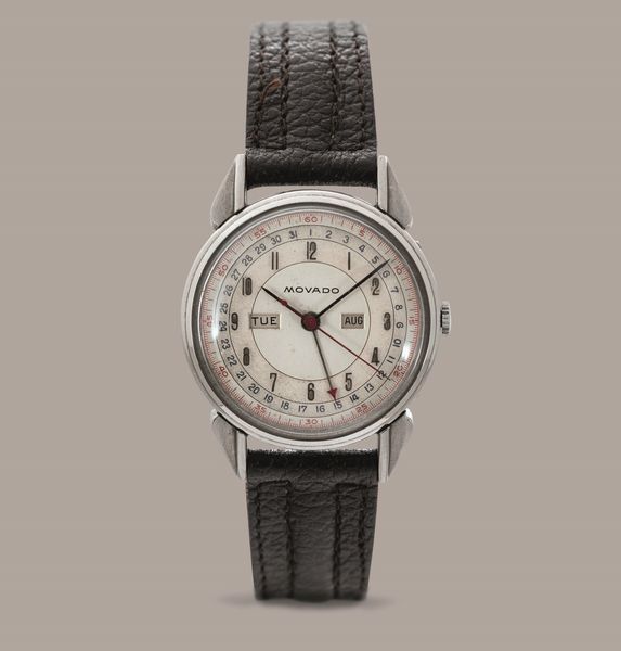 MOVADO - Calendograph ref 14823, in acciaio con anse Corne de Vache, quadrante Argent due toni con numeri Arabi, movimento a carica manuale con calendario completo  - Asta Orologio da polso e da tasca  - Associazione Nazionale - Case d'Asta italiane