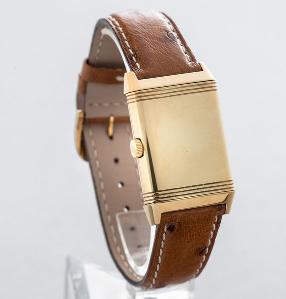 JAEGER LECOULTRE - Reverso Grand Taille, quadrante Argent� bitonale con numeri Arabi, piccoli secondi e cassa in oro 18k reversibile. Accompagnato da scatola e garanzia  - Asta Orologio da polso e da tasca  - Associazione Nazionale - Case d'Asta italiane