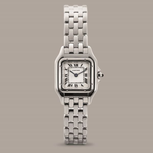 CARTIER - Panthere in oro bianco 18k, quadrante Argent� con numeri Romani, lancette in acciaio azzurrato, chiusura nascosta movimento al quarzo  - Asta Orologio da polso e da tasca  - Associazione Nazionale - Case d'Asta italiane