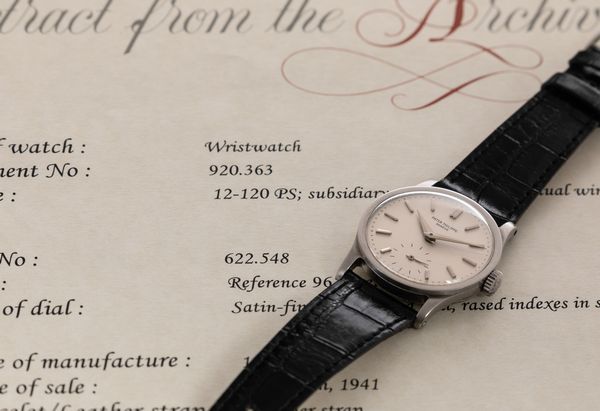 PATEK PHILIPPE - Calatrava ref. 96, cassa F. Borgel in acciaio, quadrante Argent� con piccoli secondi al sei e carica manuale  - Asta Orologio da polso e da tasca  - Associazione Nazionale - Case d'Asta italiane