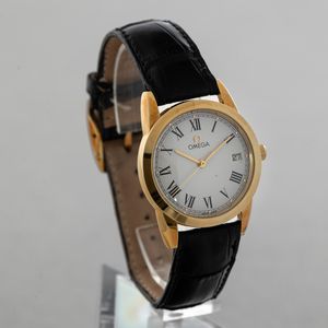 OMEGA - Louis Brandt in oro giallo 18k, quadrante bianco guiloch� con numeri Romani e datario, movimento automatico a vita e astuccio originale  - Asta Orologio da polso e da tasca  - Associazione Nazionale - Case d'Asta italiane