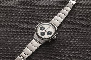 ROLEX - Daytona ref 6241 Cherry Logo carica manuale,in acciaio, quadrante Argent� contatori neri a contrasto, ghiera nera in bachelite e pulsanti a pompa  - Asta Orologio da polso e da tasca  - Associazione Nazionale - Case d'Asta italiane