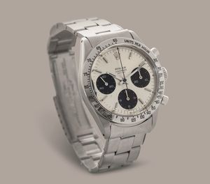 ROLEX - Cosmograph Daytona ref 6239 in acciaio Daytona Piccola in acciaio con ghiera tachimetrica, contatori neri a contrasto su quadrante Argent� e bracciale rivettato, carica manuale  - Asta Orologio da polso e da tasca  - Associazione Nazionale - Case d'Asta italiane