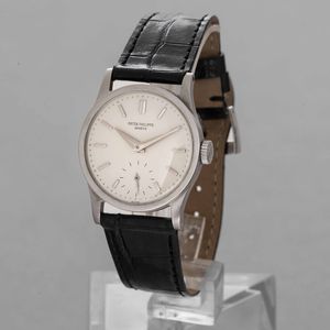 PATEK PHILIPPE - Calatrava ref. 96, cassa F. Borgel in acciaio, quadrante Argent� con piccoli secondi al sei e carica manuale  - Asta Orologio da polso e da tasca  - Associazione Nazionale - Case d'Asta italiane