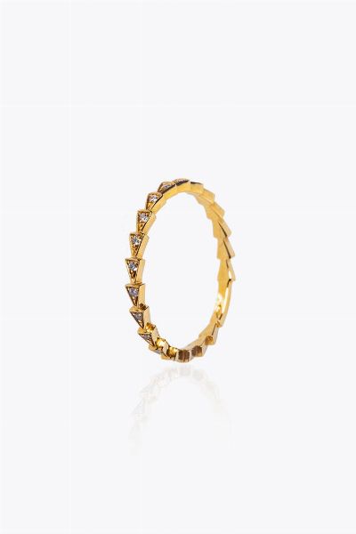 ETERNEL : Peso gr 1 3 Misura 13 (53) in oro rosa con diamanti taglio brillante per totali ct 0 10 ca  probabile colore G-H  purezza IF-VVS  - Asta Gioielli - Associazione Nazionale - Case d'Asta italiane