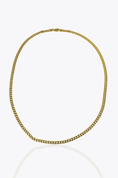 GIROCOLLO : Peso gr 26 4 Lunghezza cm 57 in oro giallo lavorata a maglia groumette  - Asta Gioielli - Associazione Nazionale - Case d'Asta italiane