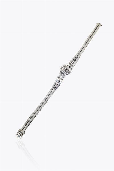 BRACCIALE : Peso gr 24 5 Lunghezza cm 18 in oro bianco a lisca di pesce  anni '60 con diamanti taglio 8/8 per totali ct 0 40 ca  - Asta Gioielli - Associazione Nazionale - Case d'Asta italiane