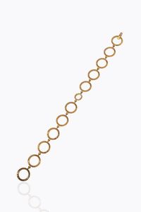 BRACCIALE - Peso gr 8 0 Lunghezza cm 18 in oro rosa composto da cerchi lavorati; diamanti taglio brillante per totali ct 0  [..]