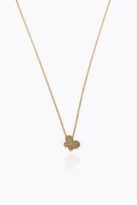 CATENA CON CIONDOLO - Peso gr 3 9 in oro rosa  a forma di farfalla  con pav di diamanti taglio brillante per totali ct 0 24 ca  probabile  [..]