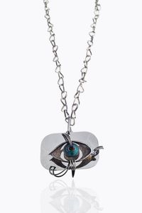 GALOPPI - Peso gr 74 7 Lunghezza cm 43 Catena con ciondolo in argento 925/1000  a forma di occhio stilizzato con smalto  [..]