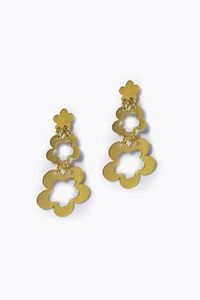 COPPIA DI ORECCHINI - Peso gr 7 1 pendenti  in oro giallo  composti da tre fiori stilizzati disposti in verticale