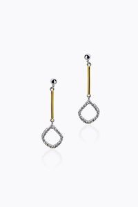 COPPIA DI ORECCHINI - Peso gr 4 0 in oro bianco  con barrette in oro giallo  terminanti con gocce in diamanti taglio brillante per totali  [..]