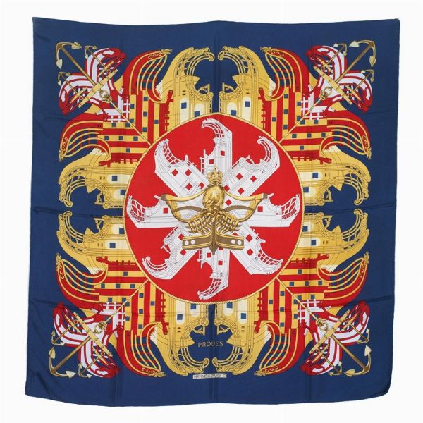 HERMES FOULARD "PROUES"  - Asta Vintage: borse e accessori di Hermes, Louis Vuitton e altre grandi maison - Associazione Nazionale - Case d'Asta italiane