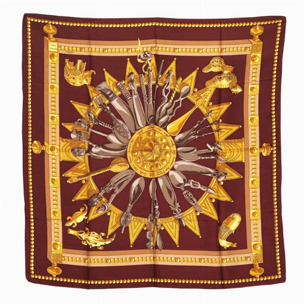 HERMES FOULARD CUILLERS D'AFRIQUE  - Asta Vintage: borse e accessori di Hermes, Louis Vuitton e altre grandi maison - Associazione Nazionale - Case d'Asta italiane