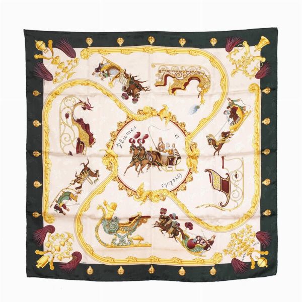 HERMES FOULARD "PLUMES ET GRELOTS"  - Asta Vintage: borse e accessori di Hermes, Louis Vuitton e altre grandi maison - Associazione Nazionale - Case d'Asta italiane