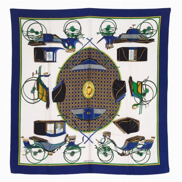 HERMES FOULARD "LES VOITURES A TRANSFORMATION"  - Asta Vintage: borse e accessori di Hermes, Louis Vuitton e altre grandi maison - Associazione Nazionale - Case d'Asta italiane