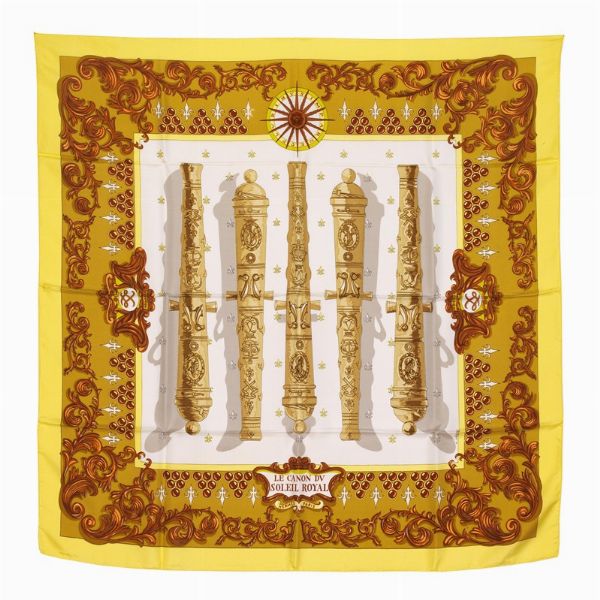 HERMES FOULARD "LE CANON DU SOLEIL ROYAL"  - Asta Vintage: borse e accessori di Hermes, Louis Vuitton e altre grandi maison - Associazione Nazionale - Case d'Asta italiane