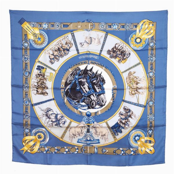 HERMES FOULARD "CHEVAUX DE TRAIT"  - Asta Vintage: borse e accessori di Hermes, Louis Vuitton e altre grandi maison - Associazione Nazionale - Case d'Asta italiane