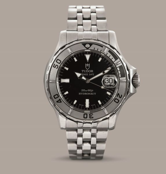 TUDOR - Hydronaut in acciaio, quadrante nero con indici luminescenti, datario e ghiera girevole corredato da garanzia originale  - Asta Orologi da Polso e da Tasca - Associazione Nazionale - Case d'Asta italiane