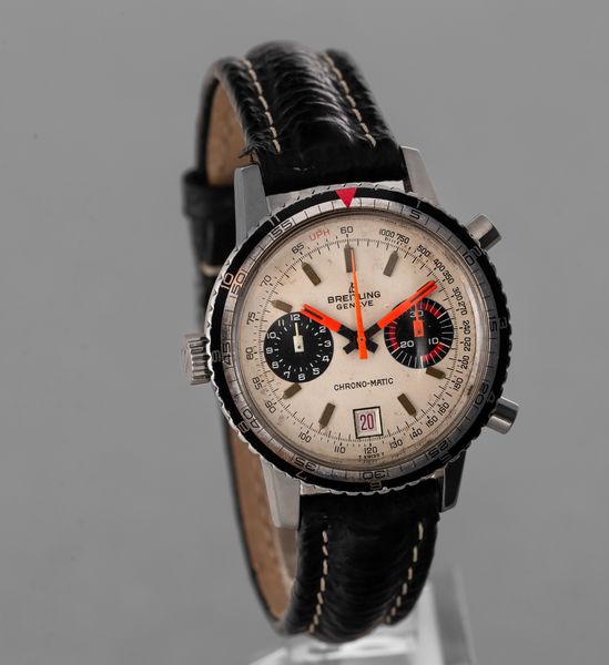 BREITLING - Chrono Matic in acciaio cromato, cronografo due contatori tasti a pompa, quadrante Bianco, datario ad ore sei e ghiera girevole  - Asta Orologi da Polso e da Tasca - Associazione Nazionale - Case d'Asta italiane