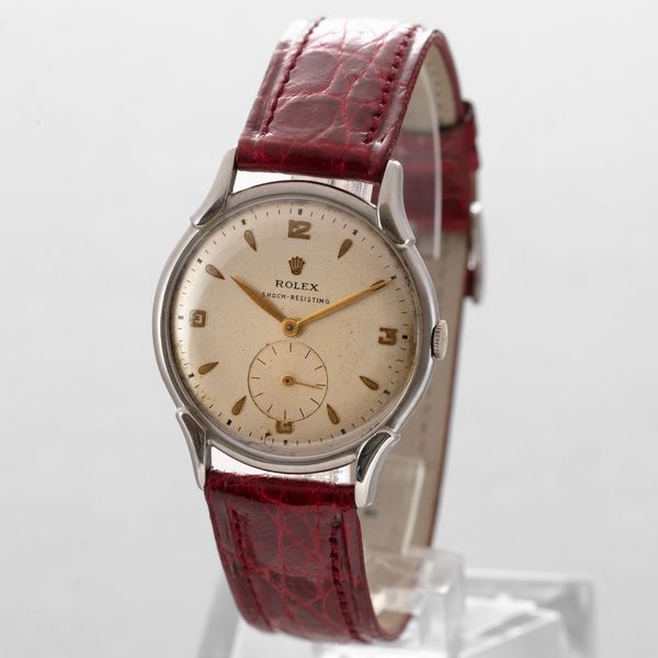ROLEX - Precision ref 4498 in acciaio con fondello a scatto, anse riportate, quadrante Argent� con piccoli secondi in basso e numeri Arabi applicati, carica manuale  - Asta Orologi da Polso e da Tasca - Associazione Nazionale - Case d'Asta italiane