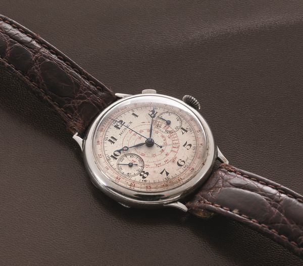 ROLEX - Rarissimo cronografo due contatori da polso monopulsante in acciaio referenza 2021 con fondello a cerniera, anse solidali, quadrante Argent� con scala tachimetrica e telemetrica  - Asta Orologi da Polso e da Tasca - Associazione Nazionale - Case d'Asta italiane