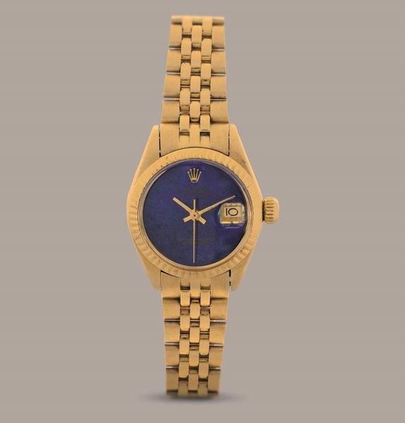 ROLEX - Oyster Perpetual Datejust Lady ref 6917 in oro giallo 18k, quadrante in Lapis Lazuli, bracciale Jubilee, movimento automatico<BR>  - Asta Orologi da Polso e da Tasca - Associazione Nazionale - Case d'Asta italiane