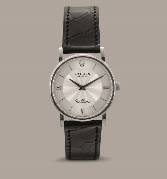 ROLEX - Cellini ref 5115 in oro bianco 18k, quadrante Argent� bitonale con indici e numeri Romani, carica manuale con Garanzia originale  - Asta Orologi da Polso e da Tasca - Associazione Nazionale - Case d'Asta italiane