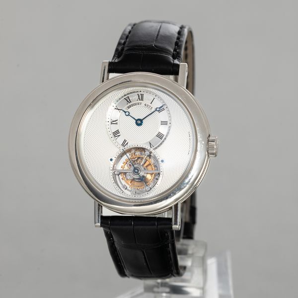 BREGUET - Classique Complication Tourbillon ref 5357 in platino, carica manuale, fondello a vista con lavorazione della platina a mano, quadrante bianco guilloch� con scatola e garanzia  - Asta Orologi da Polso e da Tasca - Associazione Nazionale - Case d'Asta italiane