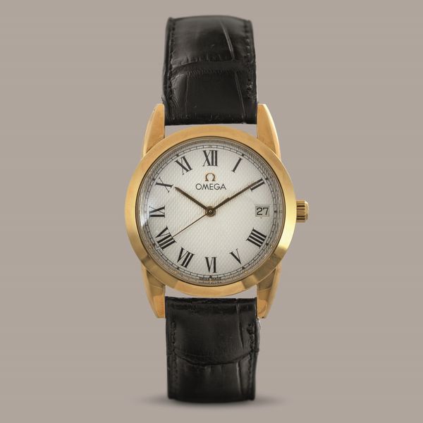 OMEGA - Louis Brandt in oro giallo 18k, quadrante bianco guiloch� con numeri Romani e datario, movimento automatico a vita e astuccio originale  - Asta Orologi da Polso e da Tasca - Associazione Nazionale - Case d'Asta italiane