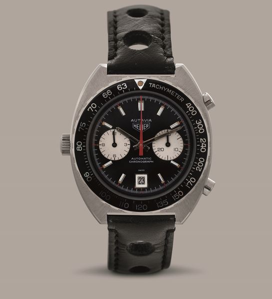 HEUER - Autavia Viceroy ref 11630, cronografo con cassa tonneau in acciaio, quadrante nero due contatori bianchi e datario, movimento automatico  - Asta Orologi da Polso e da Tasca - Associazione Nazionale - Case d'Asta italiane